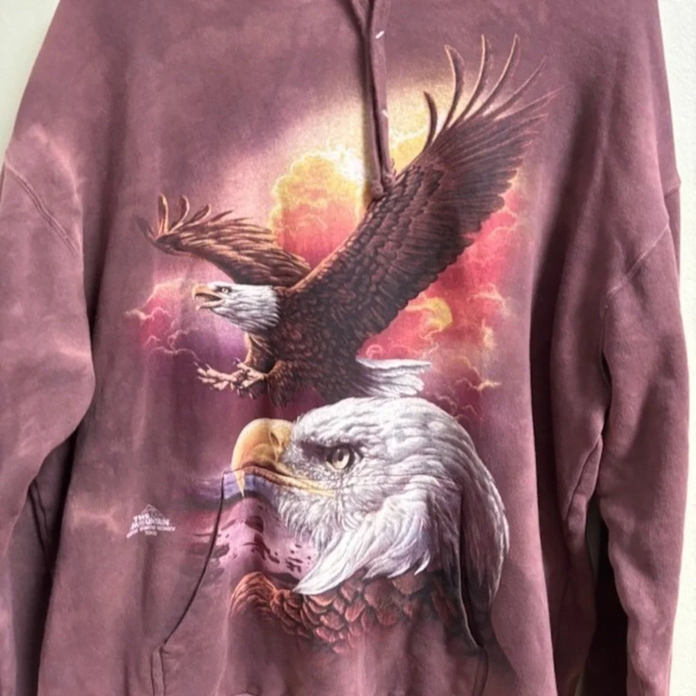 The Mountain Mens Eagle & Clouds Hoodie Size L Dimitar Neshev 2011 USA Patriotic